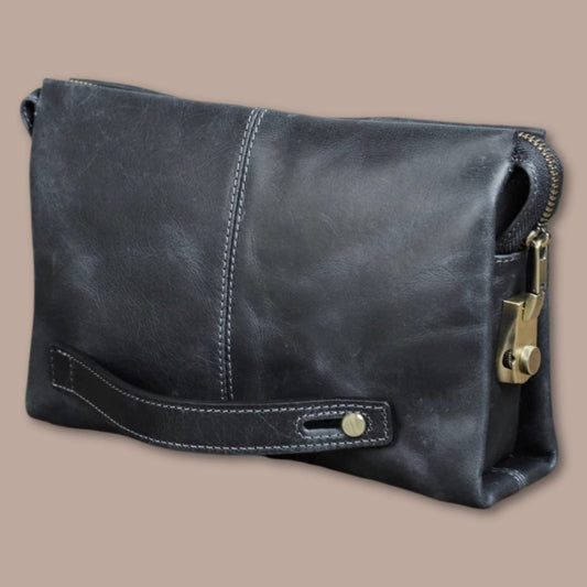 petite sacoche homme luxe cuir Bleu / 25cm x 15cm x 7.5cm