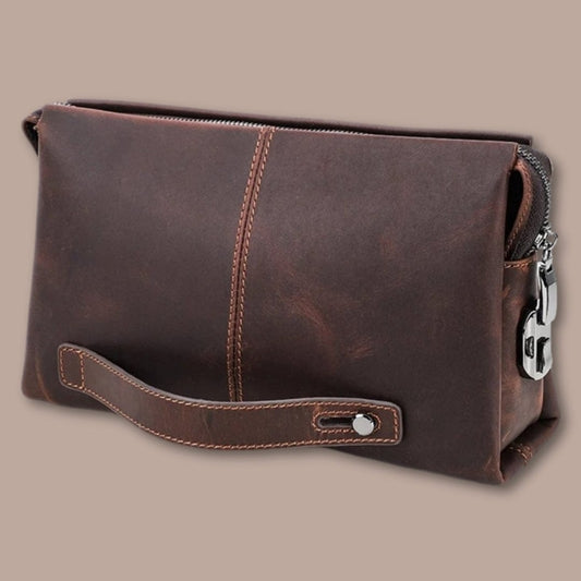 petite sacoche homme luxe cuir Marron / 25cm x 15cm x 7.5cm