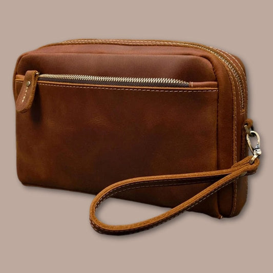 Pochette Bandouliere Homme Marron Clair / 26cm x 15cm x 11cm
