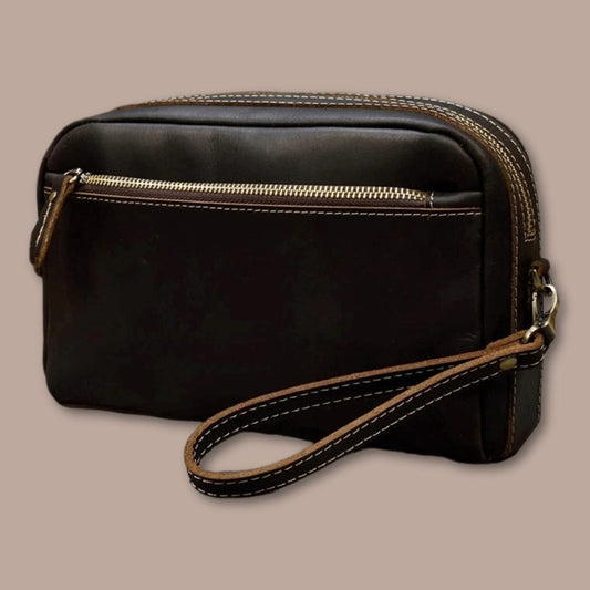 Pochette Bandouliere Homme Marron Foncé / 26cm x 15cm x 11cm