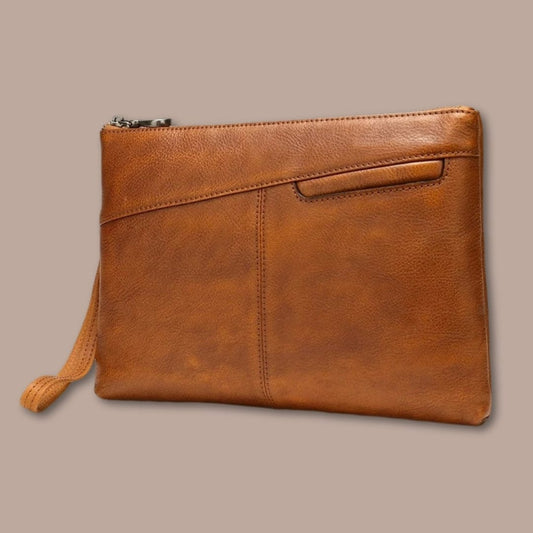 Pochette Sacoche Homme Marron Clair / 29.5cm x 20cm x 2.5cm
