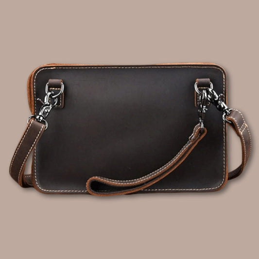 Sac Pochette Homme Marron Foncé / 24cm x 15cm x 4cm