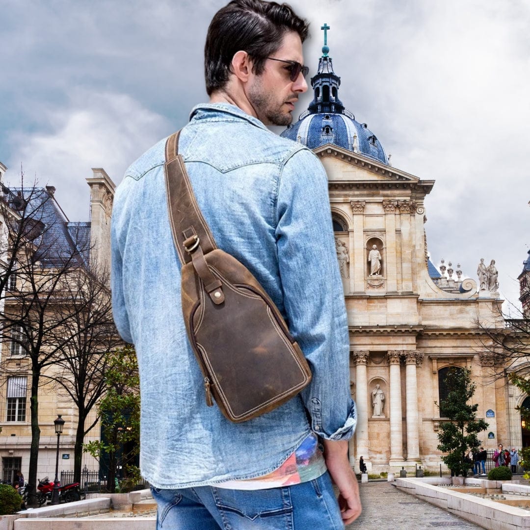 sacoche homme retro 17.5cm x 32cm x 6.5cm