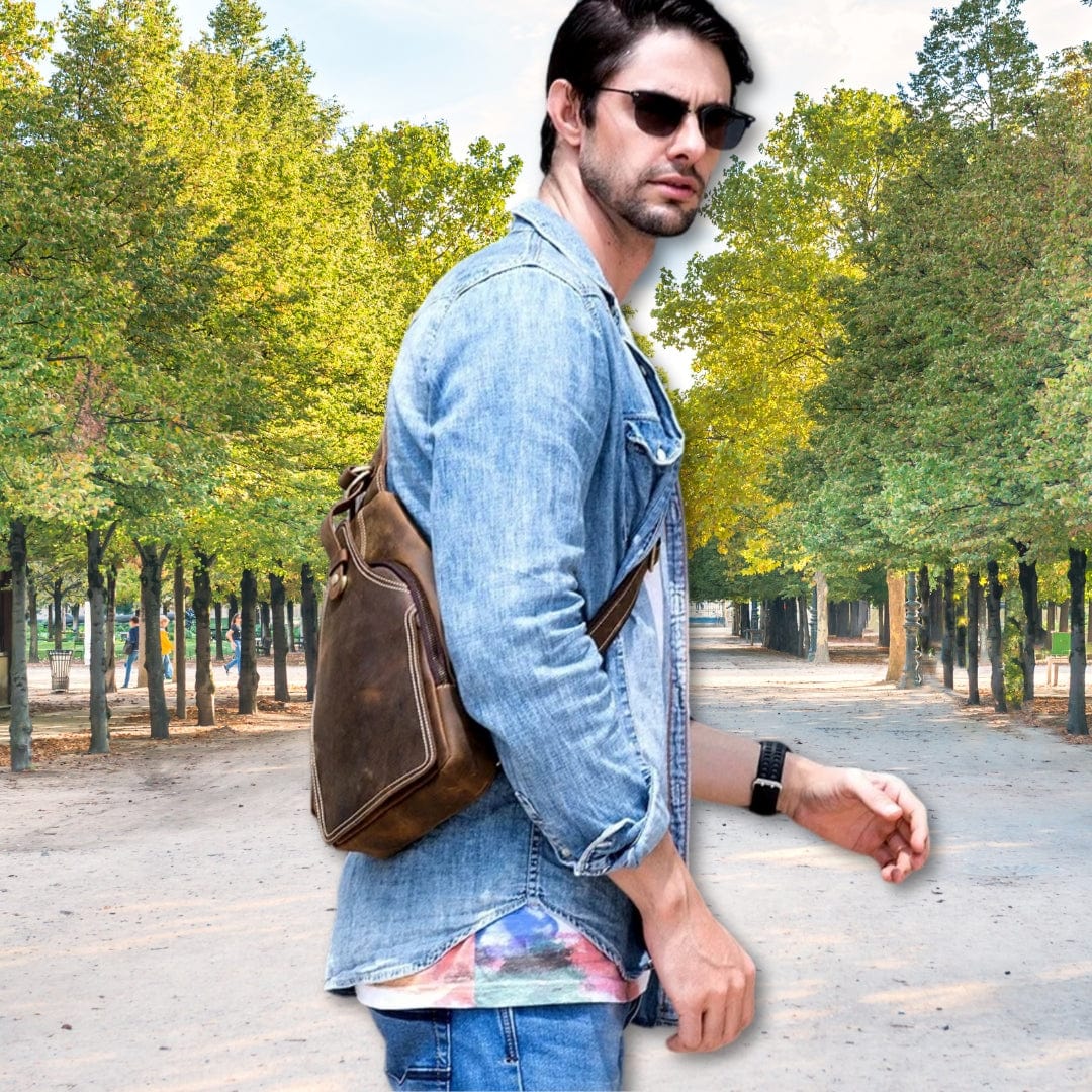 sacoche homme retro 17.5cm x 32cm x 6.5cm