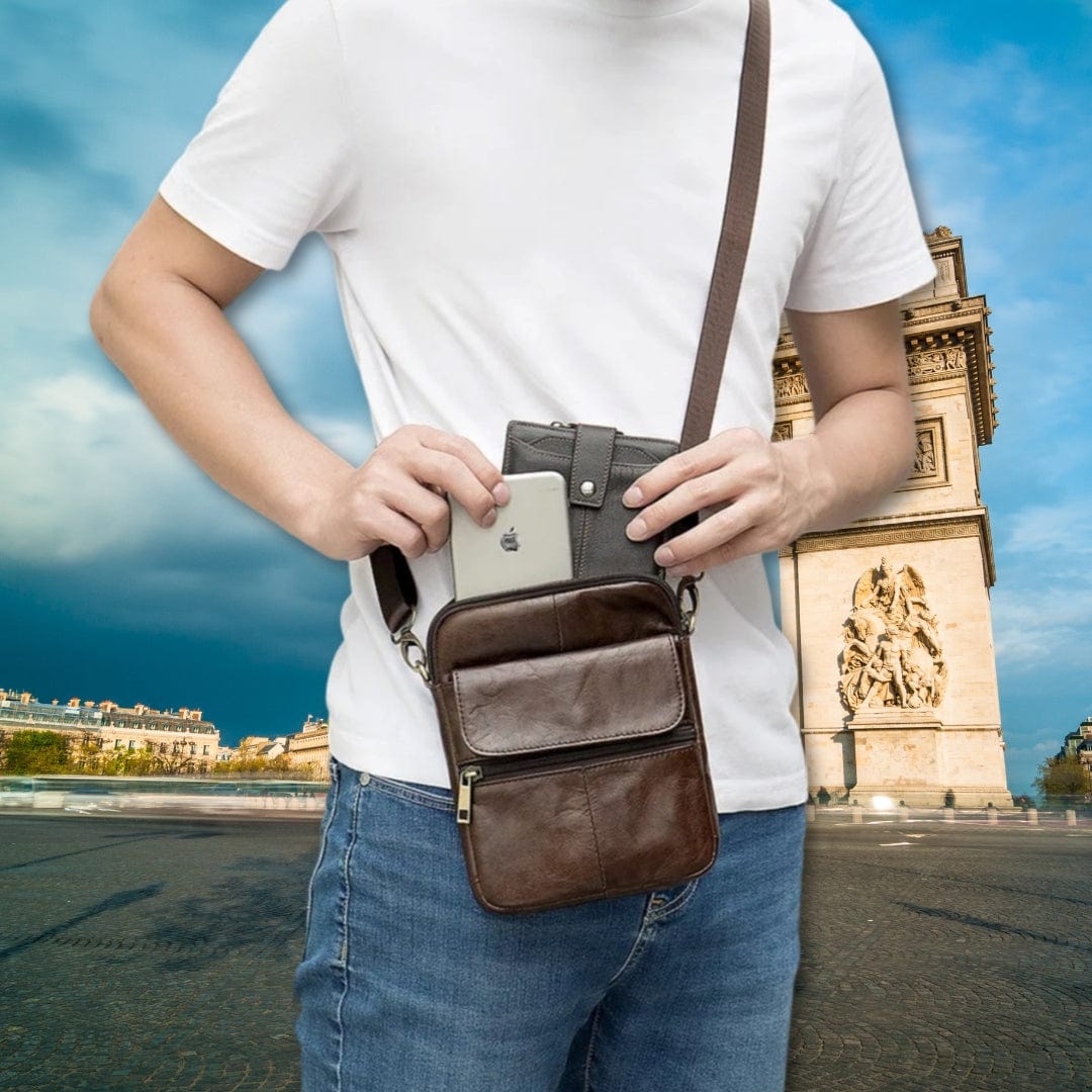 Sacoche Bandoulière Homme Discrète en Cuir