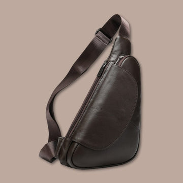 petite sacoche bandouliere homme cuir Marron Foncé / 15cm x 29.5cm x 3.2cm