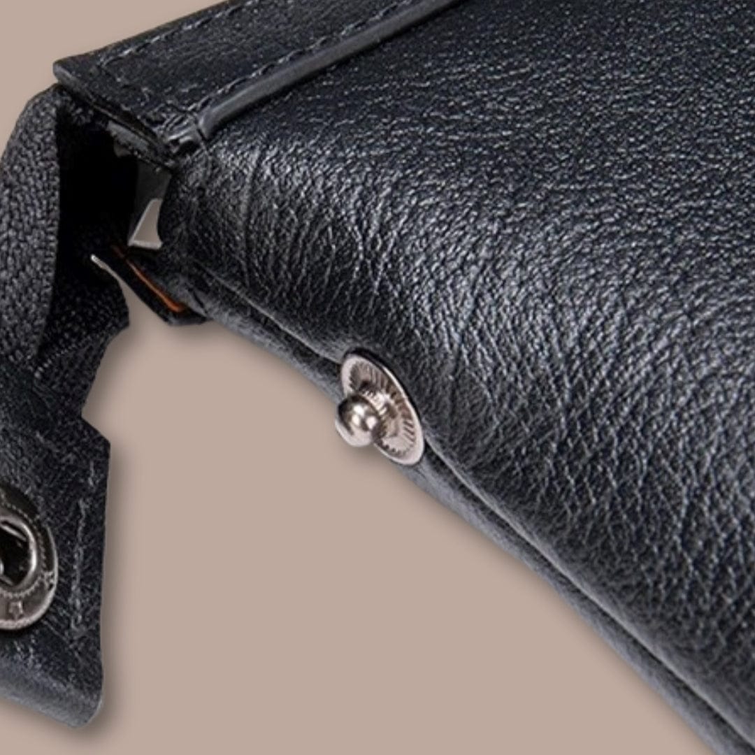 Sac à Main GUSSACI - Taille Medium - Noir - Polyester Et Similicuir - Fabriqué En Italie