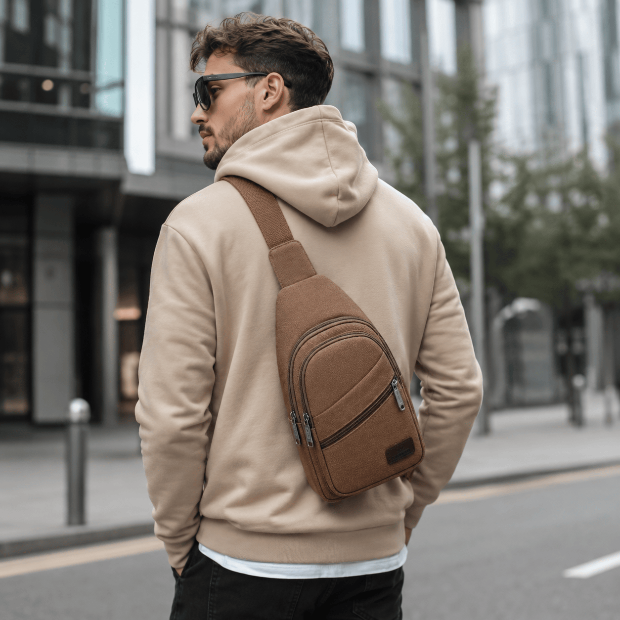 Sac de Poitrine Homme en Toile | Imperméable & Multi-Poches