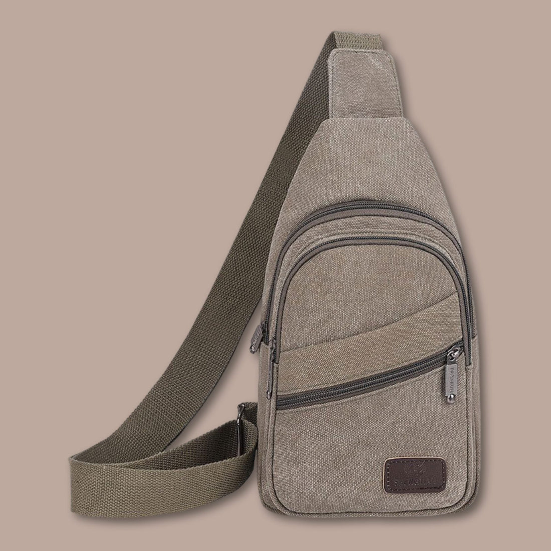 Sac de Poitrine Homme en Toile | Imperméable & Multi-Poches Gris / 17cm x 30cm x 6cm