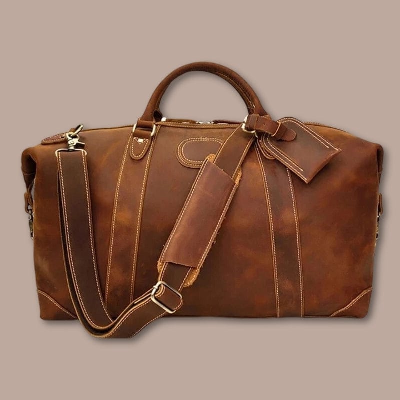 Sac de voyage homme cuir vintage Marron / 50cm x 30cm x 24cm