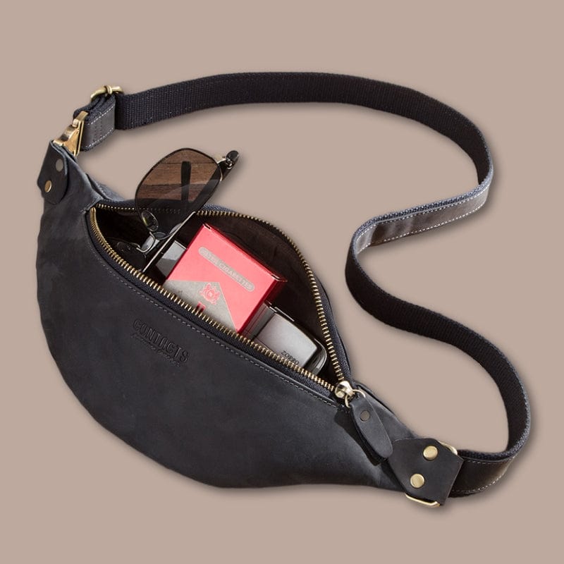 sacoche banane en cuir homme