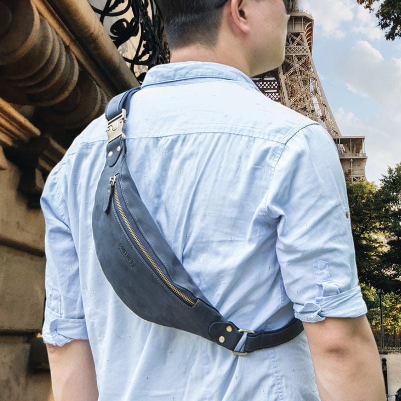 sacoche banane en cuir homme