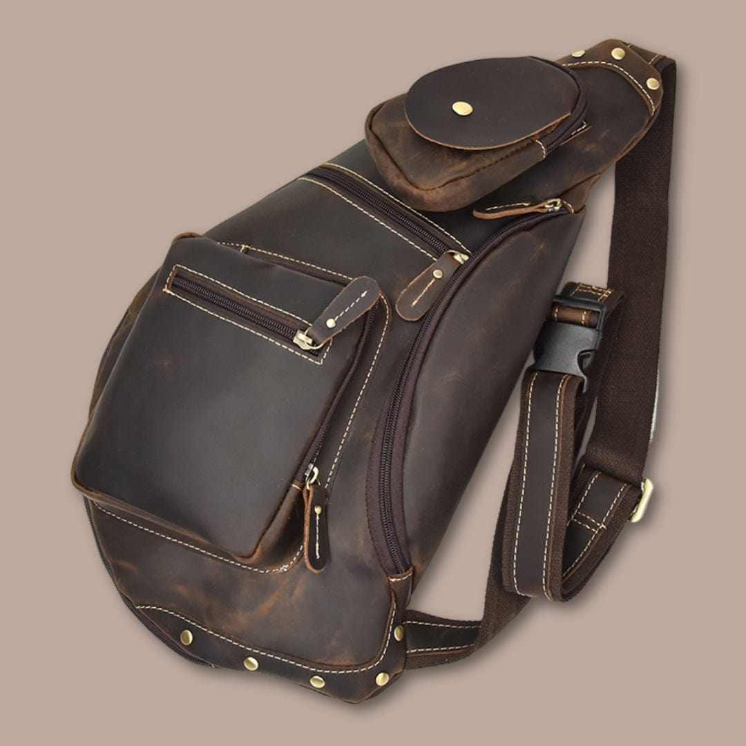 Sacoche Bandoulière Cuir Streetwear avec Compartiment Détachable