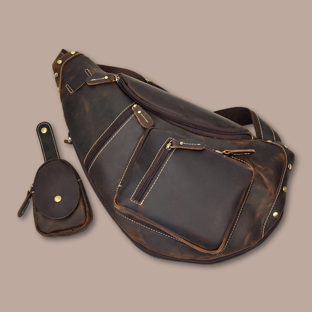 Sacoche Bandoulière Cuir Streetwear avec Compartiment Détachable