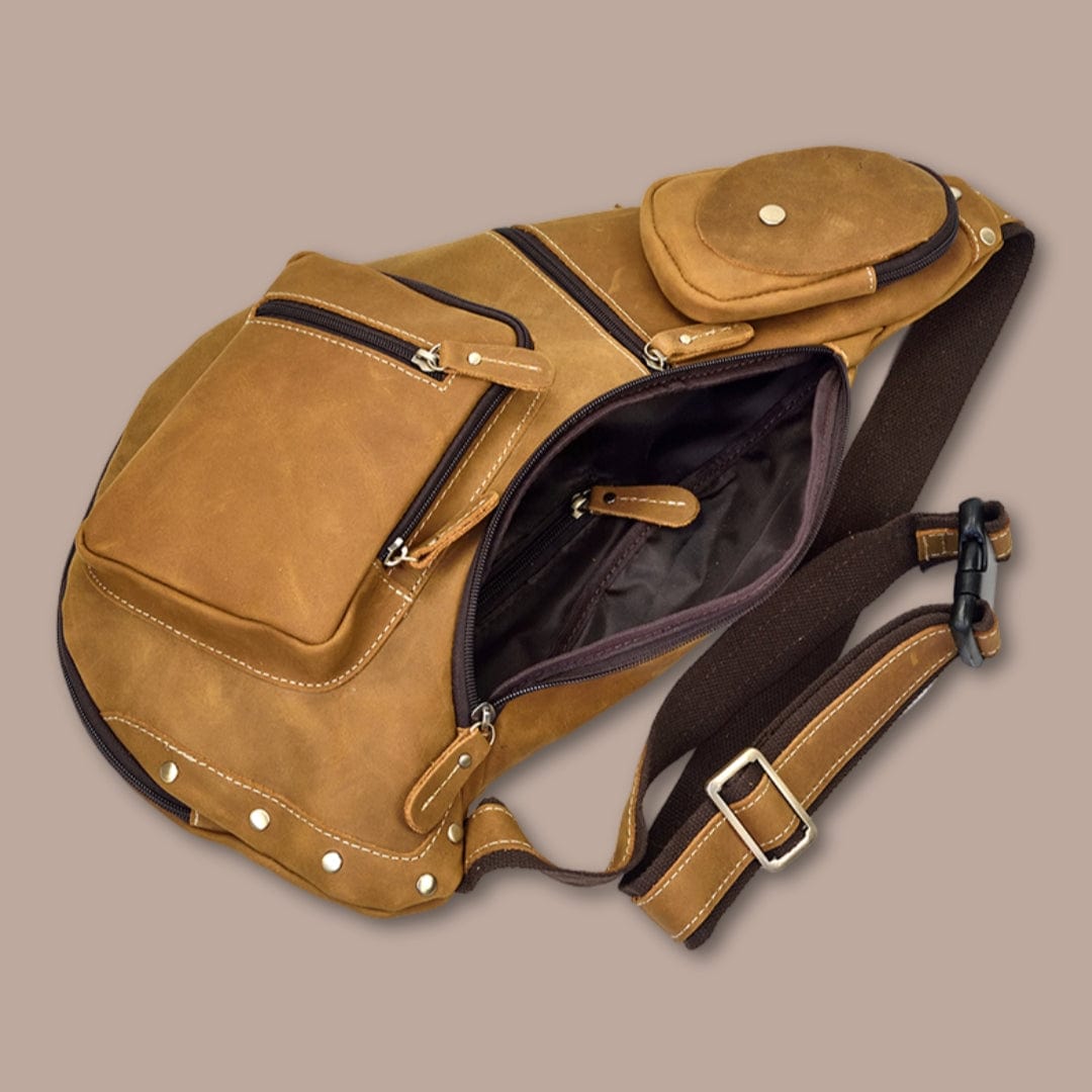 Sacoche Bandoulière Cuir Streetwear avec Compartiment Détachable