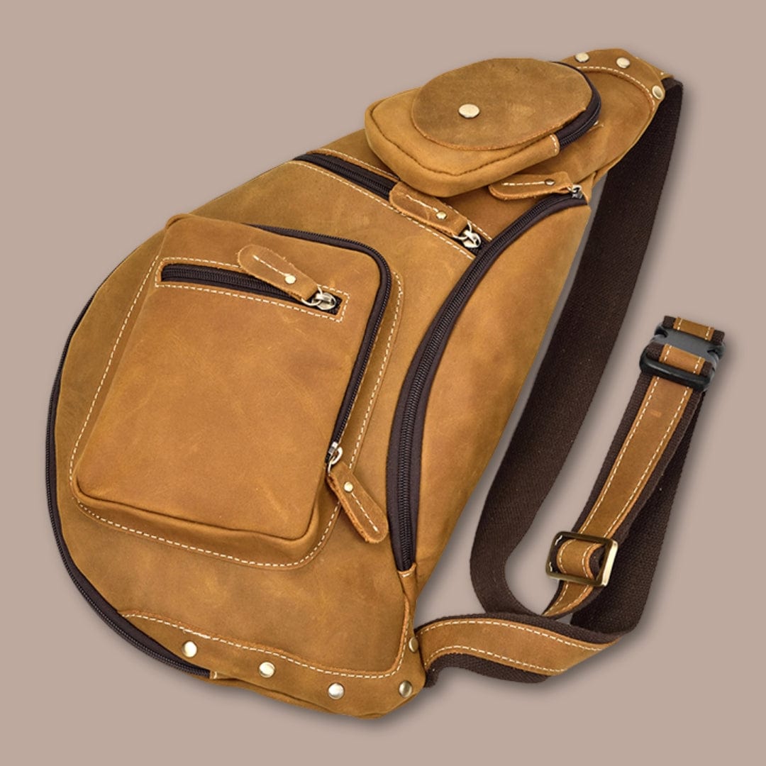 Sacoche Bandoulière Cuir Streetwear avec Compartiment Détachable