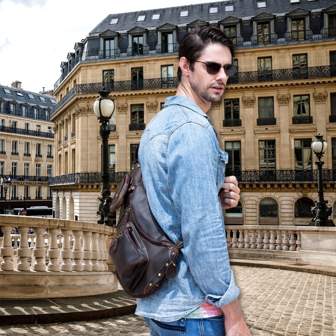 Sacoche Bandoulière Cuir Streetwear avec Compartiment Détachable