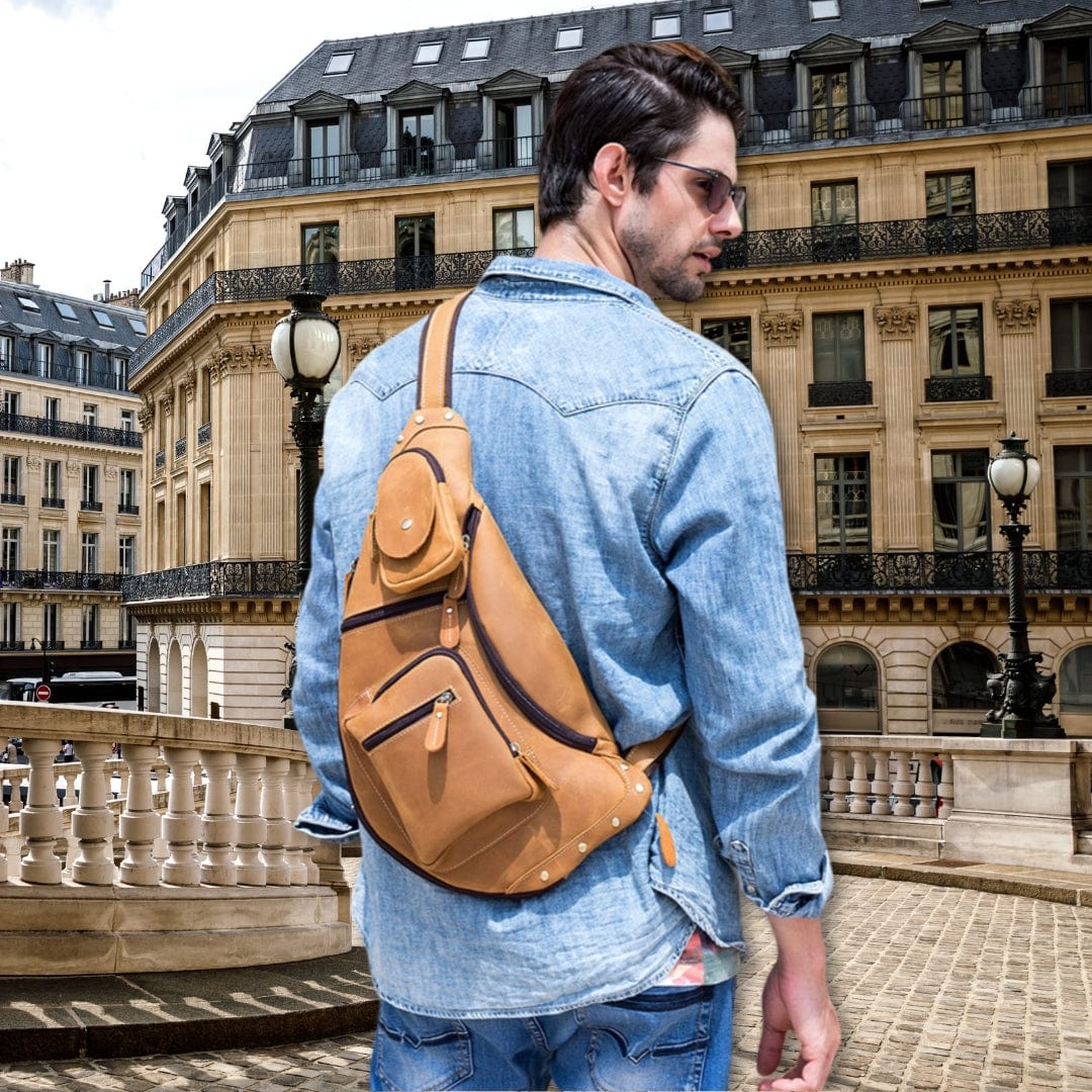 Sacoche Bandoulière Cuir Streetwear avec Compartiment Détachable