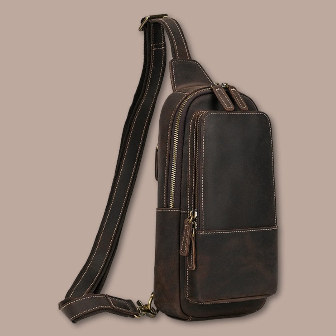 sacoche bandouliere homme cuir Marron Foncé / 30cm x 16cm x 6cm
