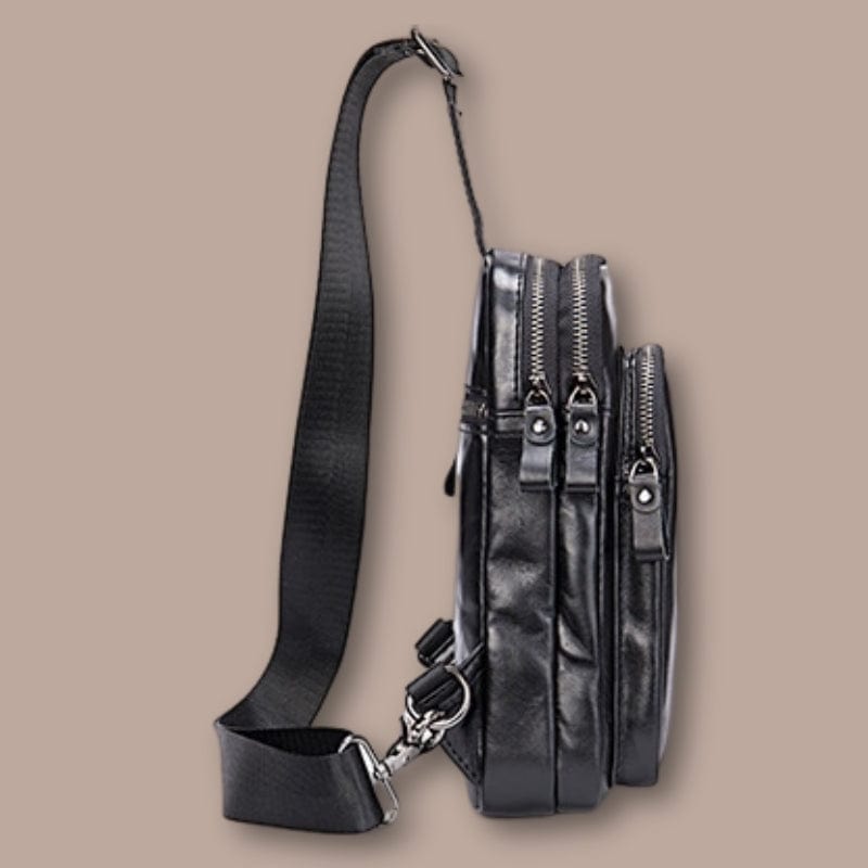 sacoche bandouliere homme cuir noir 15.5cm x 25cm x 5cm