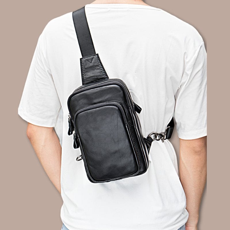 sacoche bandouliere homme cuir noir 15.5cm x 25cm x 5cm