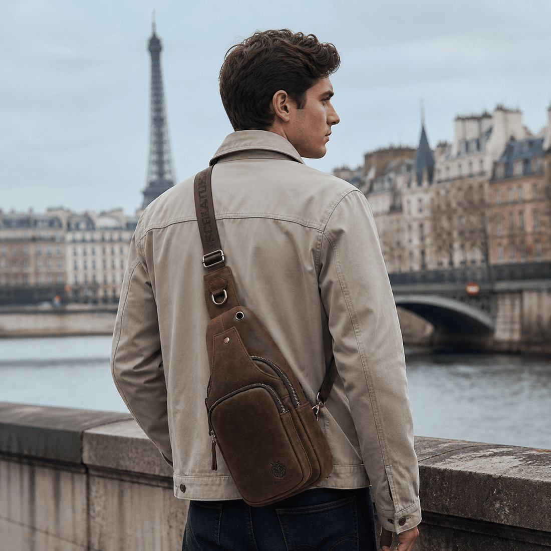 sacoche bandouliere cuir marron homme
