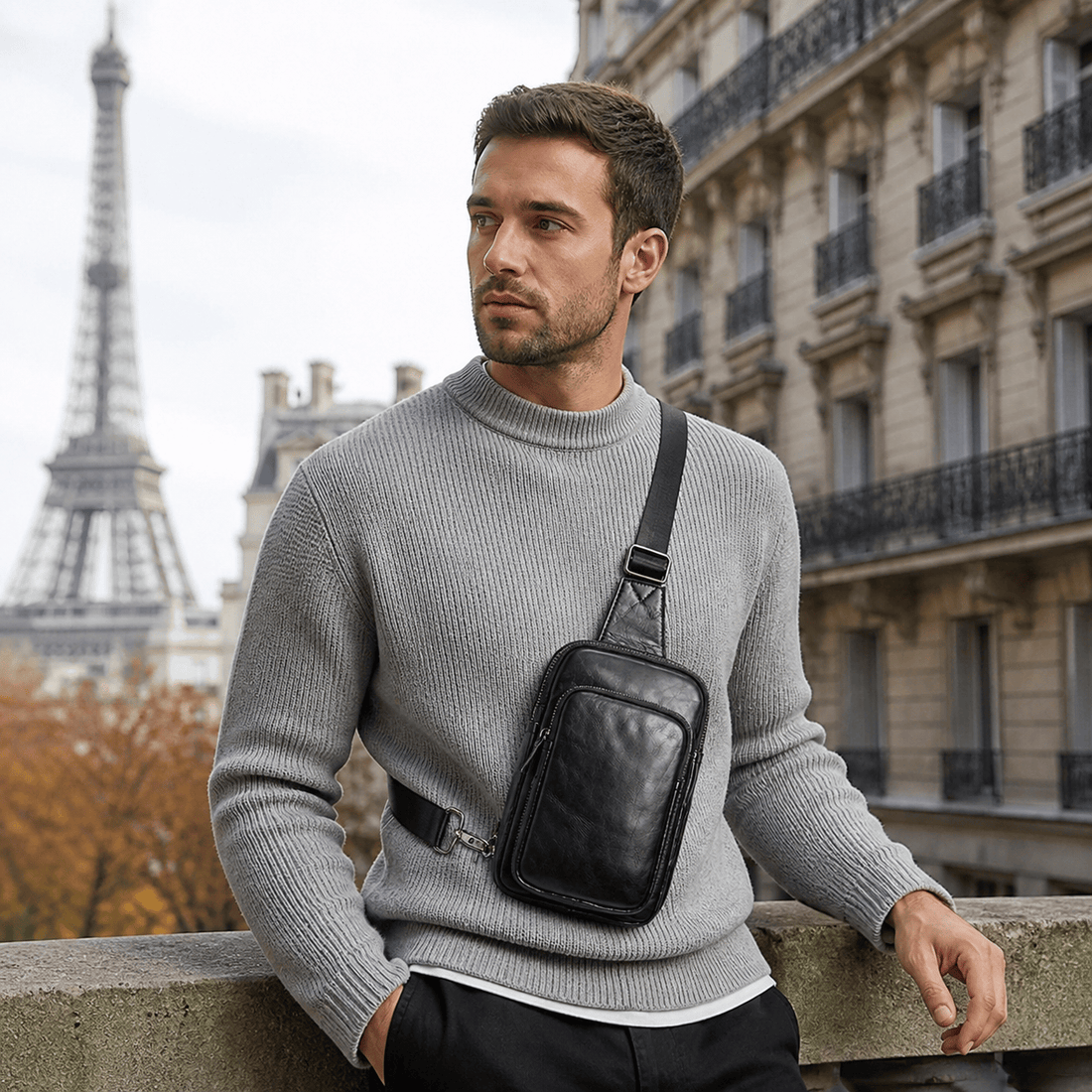 sacoche bandouliere homme cuir noir 15.5cm x 25cm x 5cm