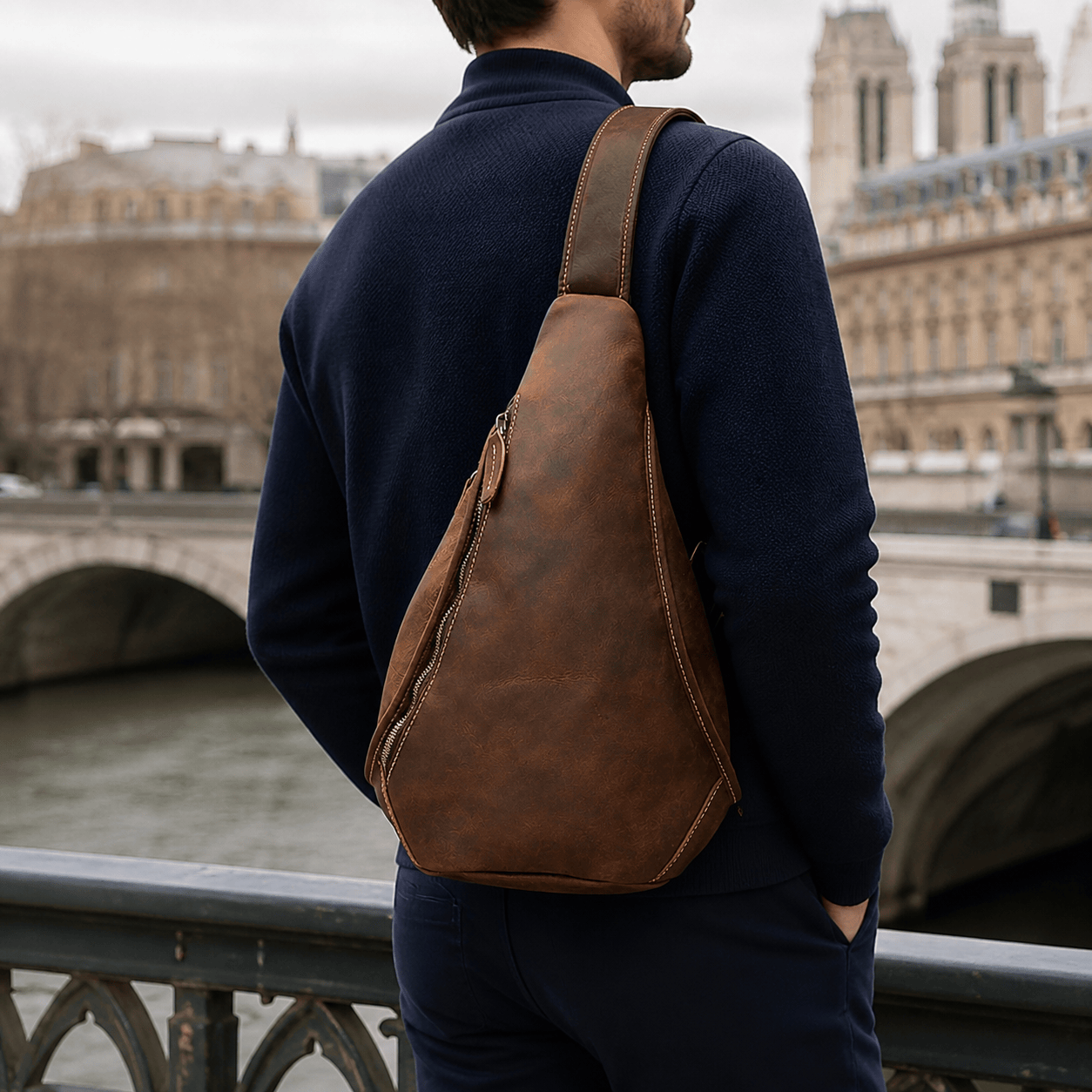 Sacoche Bandoulière Homme Grande | La Sacoche Parisienne 20cm x 40cm x 12cm