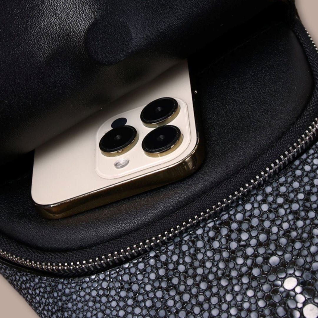 Sacoche Bandoulière Homme Peau de Galuchat Black / 17cm x 32cm x 7cm