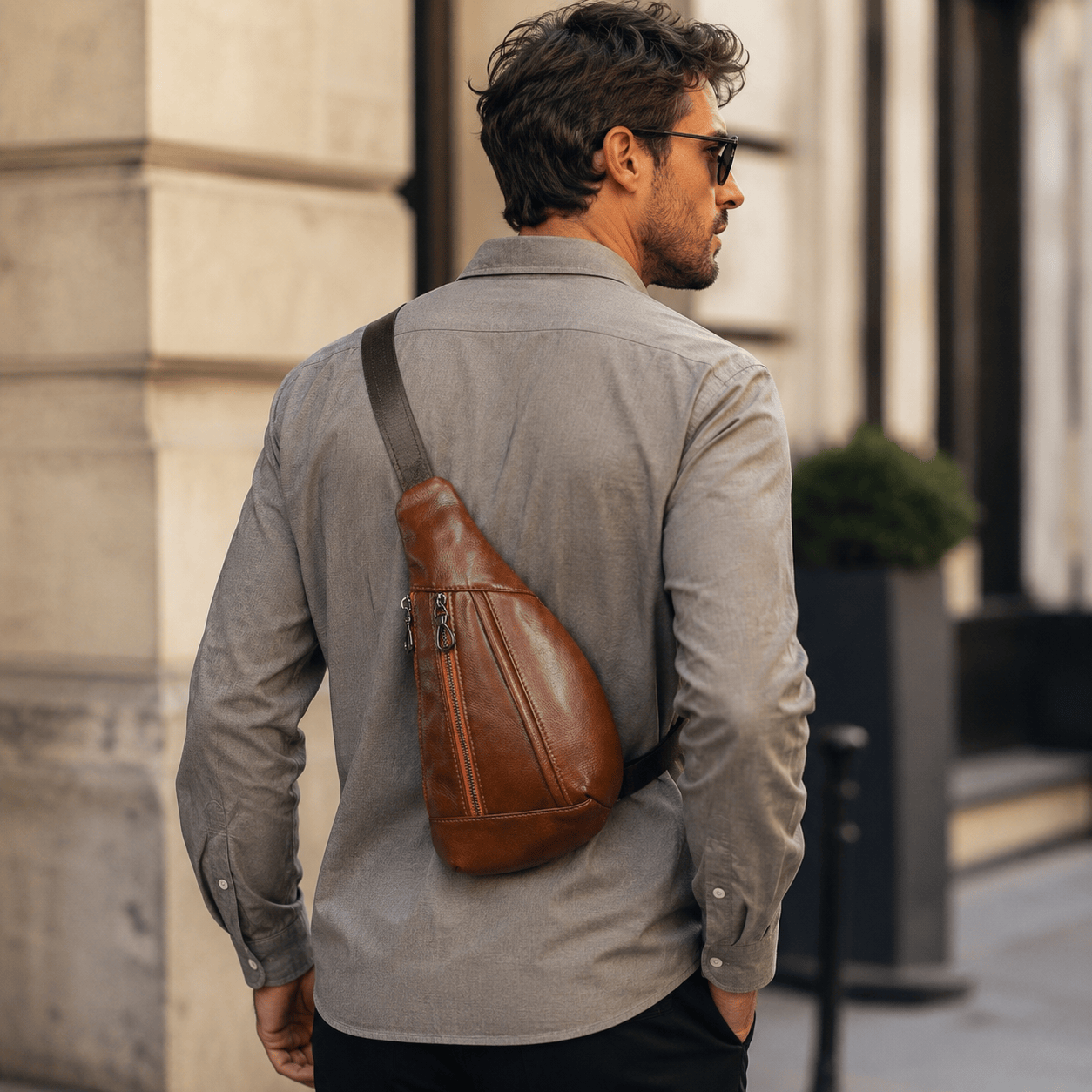 Sacoche bandoulière homme urbaine en cuir | Élégante & pratique