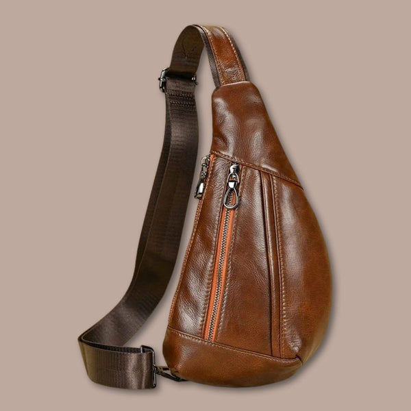 Sacoche bandoulière homme urbaine en cuir | Élégante & pratique Marron Clair / 15cm x 29.5cm x 5cm