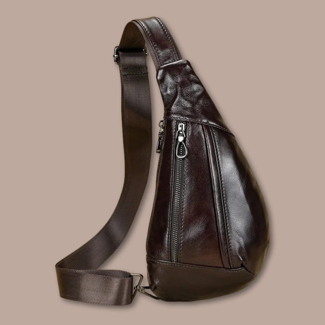Sacoche bandoulière homme urbaine en cuir | Élégante & pratique Marron Foncé / 15cm x 29.5cm x 5cm
