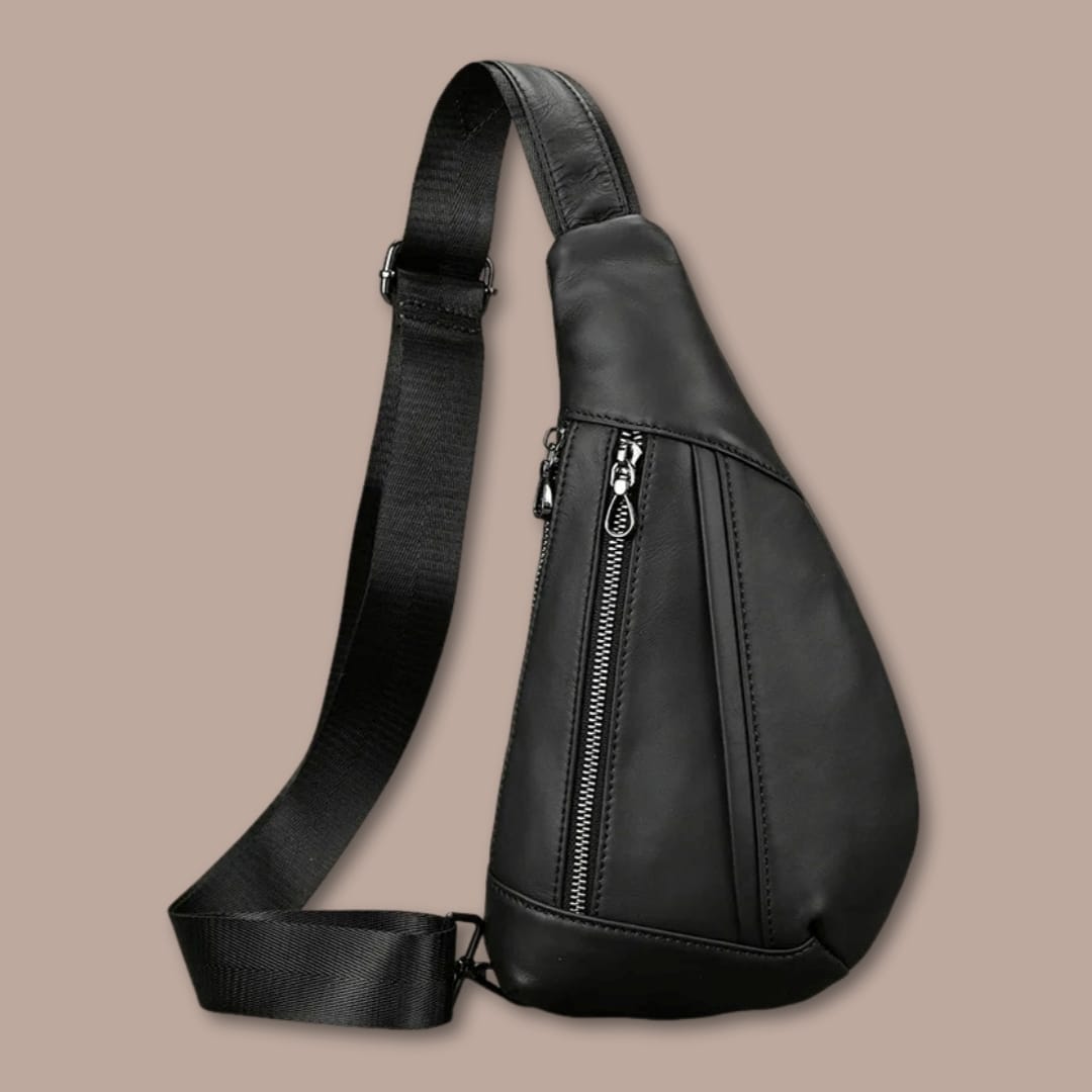 Sacoche bandoulière homme urbaine en cuir | Élégante & pratique Noir / 15cm x 29.5cm x 5cm