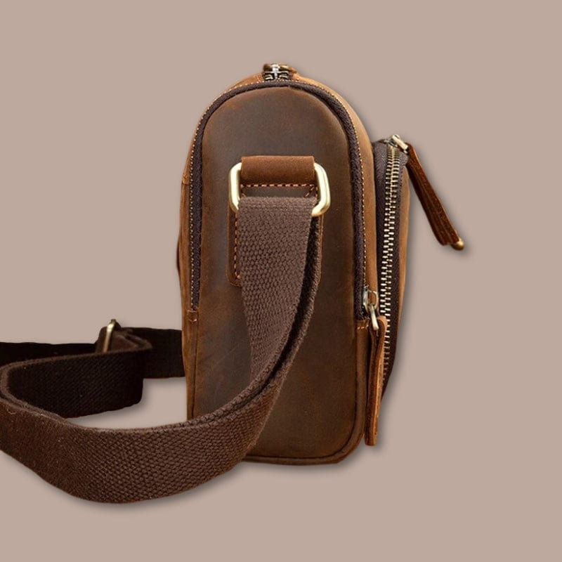 sacoche bandouliere rectangulaire homme  Marron / 27cm x 17cm x 8cm