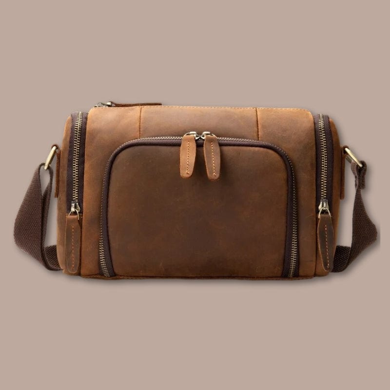 sacoche bandouliere rectangulaire homme  Marron / 27cm x 17cm x 8cm