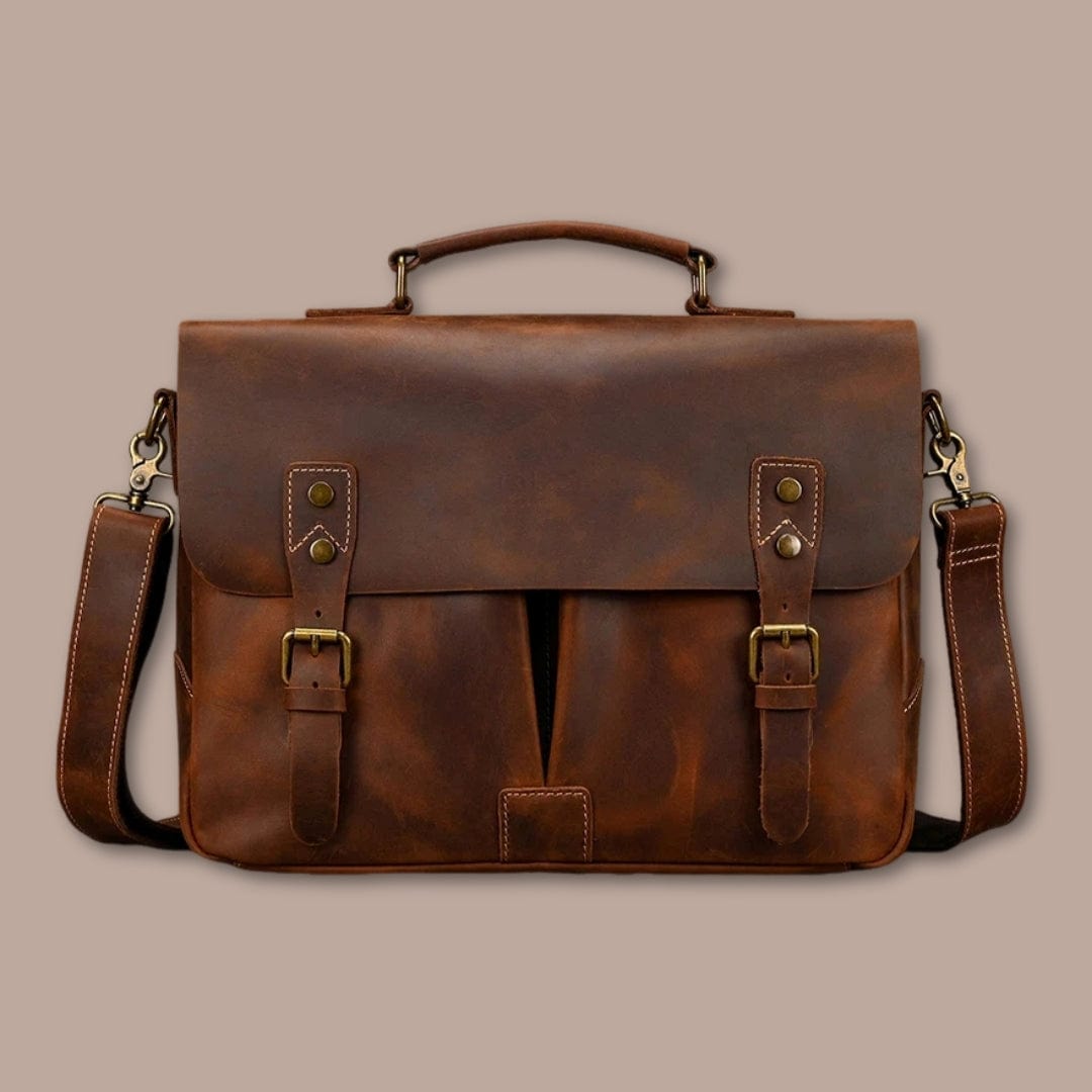Sacoche Cartable Homme Cuir Marron / 37cm X 29cm X 11cm