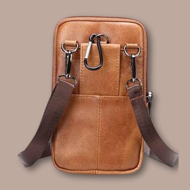 sacoche ceinture homme cuir 12cm x 20cm x 4cm