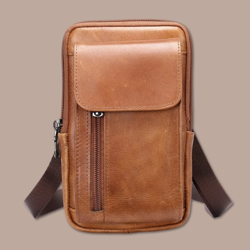 sacoche ceinture homme cuir 12cm x 20cm x 4cm