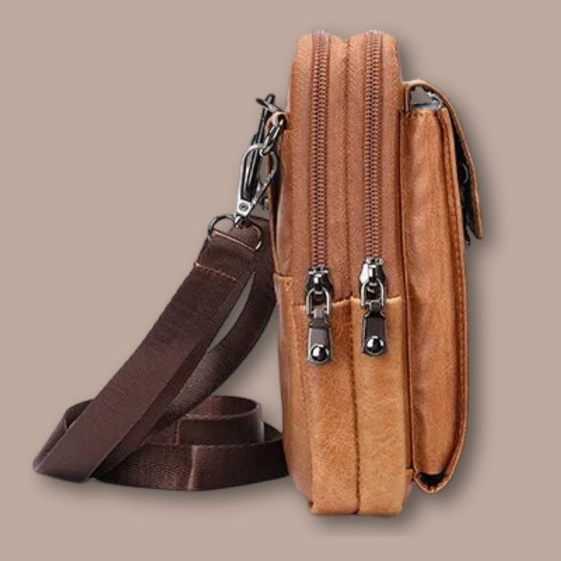 sacoche ceinture homme cuir 12cm x 20cm x 4cm