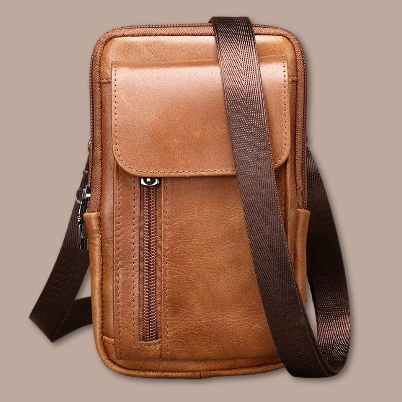 sacoche ceinture homme cuir 12cm x 20cm x 4cm