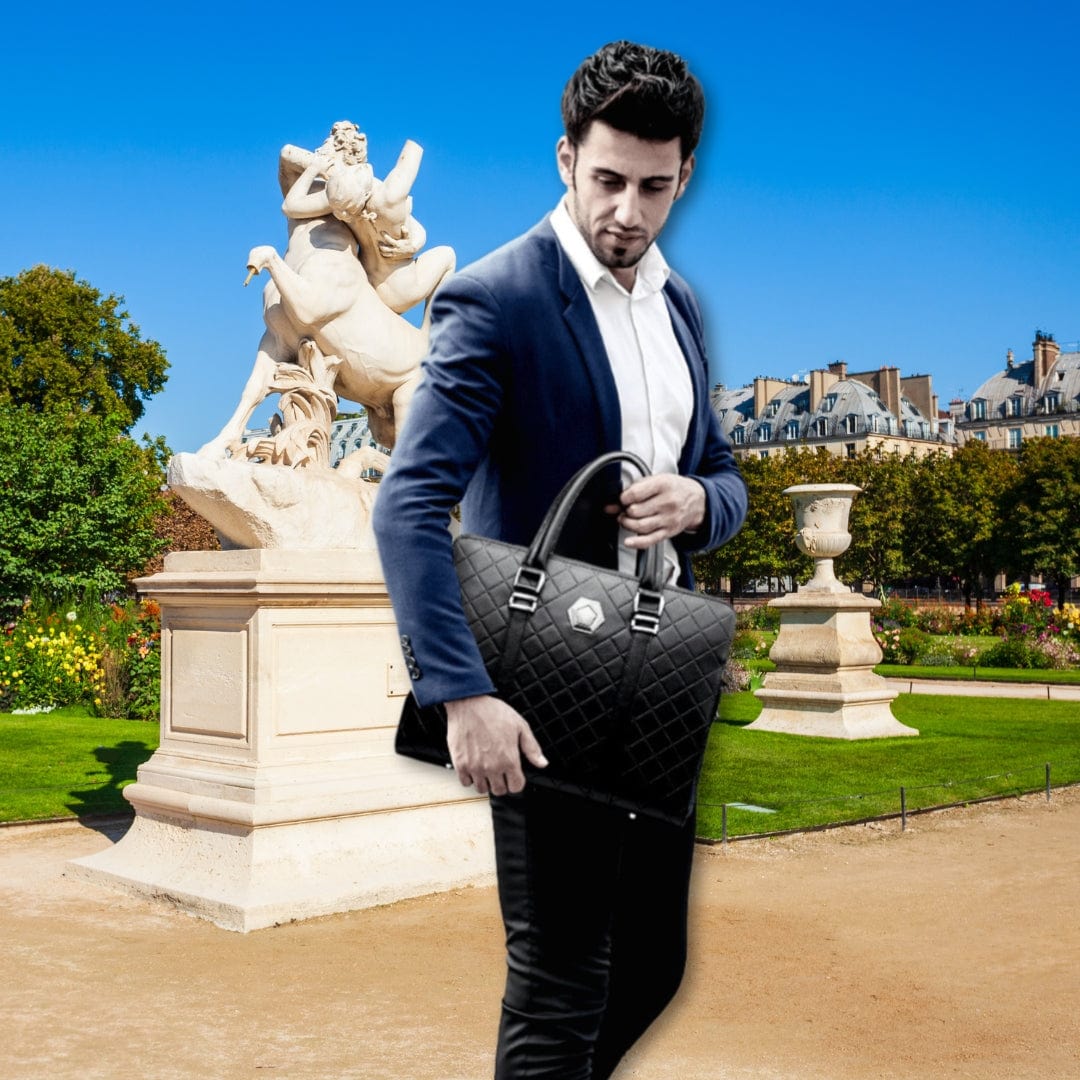 sacoche cuir homme Noir / 38cm x 28cm x 6cm