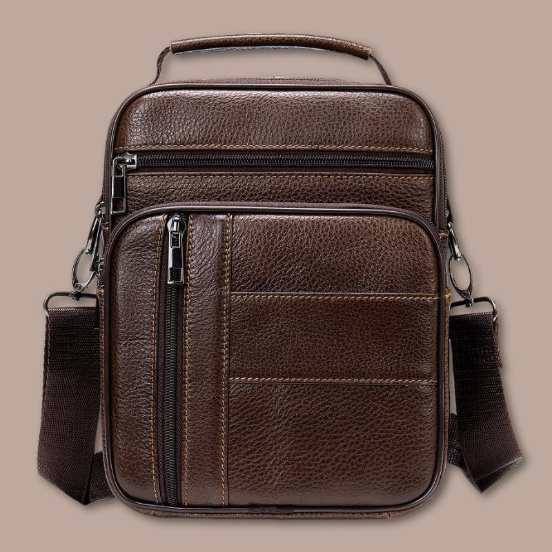 sacoche cuir homme bandouliere Marron / 19cm x 25cm x 6cm