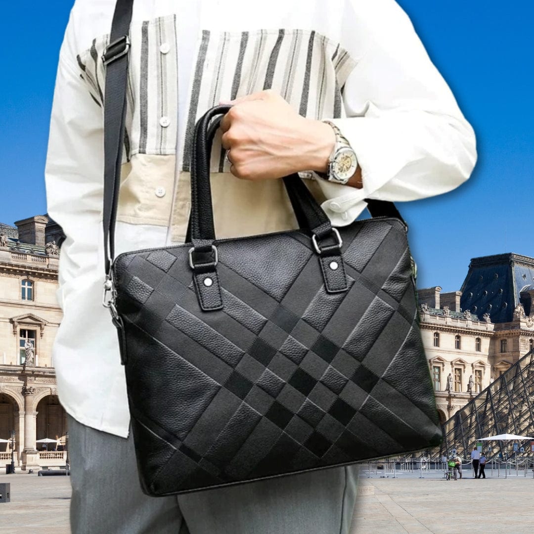sacoche cuir homme moderne Noir / 38cm x 29cm x 8cm