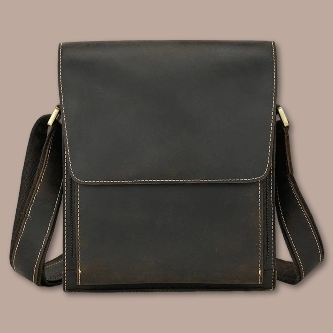 sacoche épaule homme Marron Foncé / 22cm x 25cm x 9cm