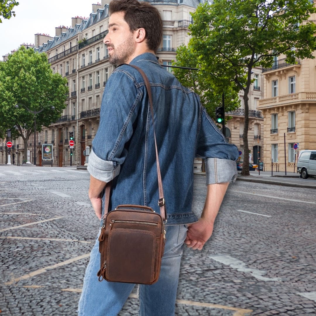 sacoche homme avec poignée bandouliere 21cm x 25cm x 9.5cm