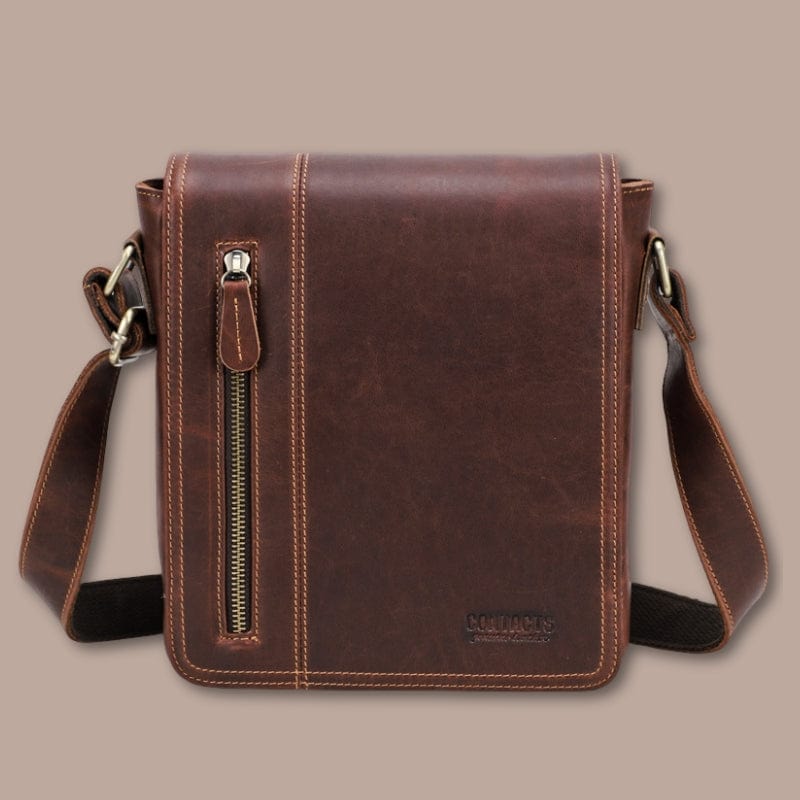 sacoche homme cuir marron 21.5cm x 25cm x 7cm