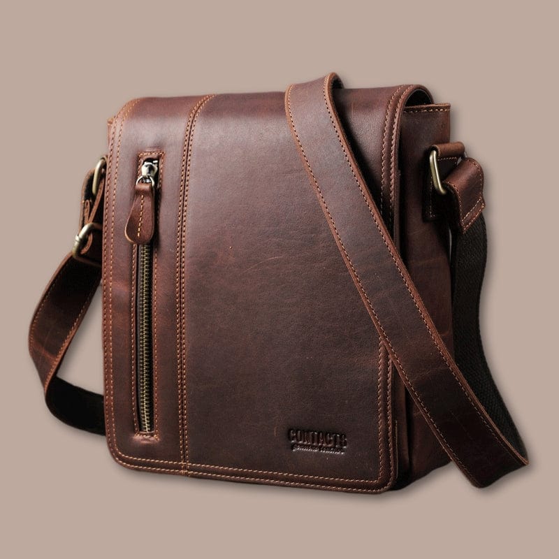 sacoche homme cuir marron 21.5cm x 25cm x 7cm