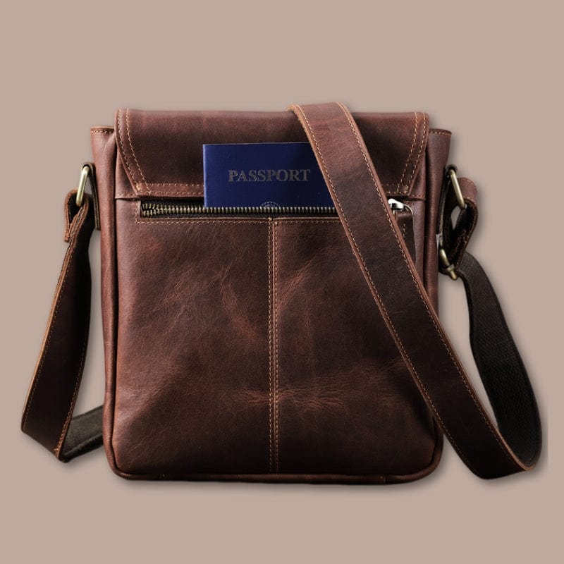 sacoche homme cuir marron 21.5cm x 25cm x 7cm