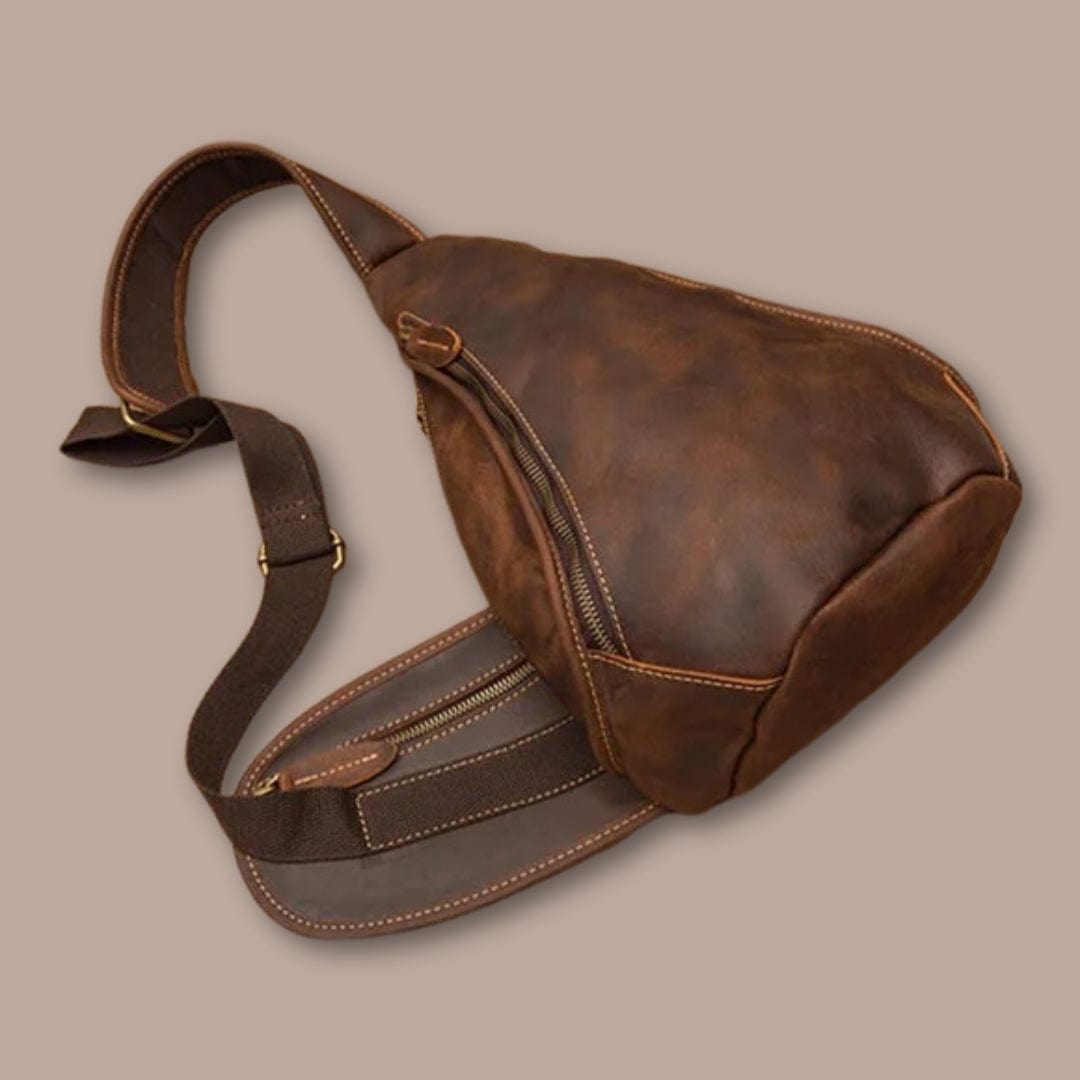 sacoche homme cuir naturel Marron Foncé / 20cm x 40cm x 12cm