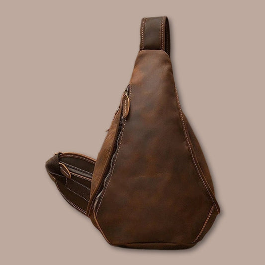 sacoche homme cuir naturel Marron Foncé / 20cm x 40cm x 12cm